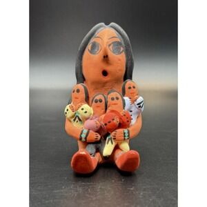 VTG Navajo Storyteller 4 Children Pottery Signed "GB" Geneve Bitoni